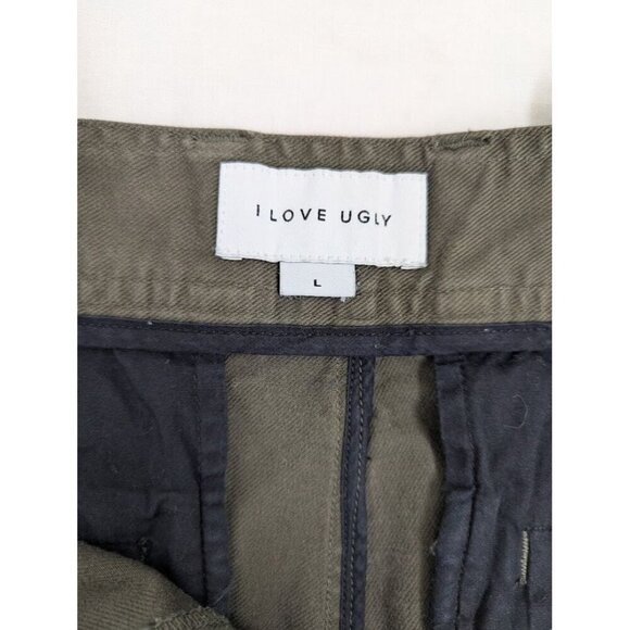 I love Ugly women's size large dark green cargo chino pants A5 - Picture 9 of 12